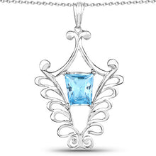 Load image into Gallery viewer, 5.68 Carat Genuine Swiss Blue Topaz .925 Sterling Silver Pendant