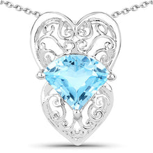 Load image into Gallery viewer, 4.65 Carat Genuine Swiss Blue Topaz .925 Sterling Silver Pendant