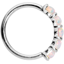 Load image into Gallery viewer, 18G White Synthetic Opal 14k White Gold Seamless Circular Ring
