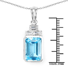 Load image into Gallery viewer, 9.99 Carat Genuine Swiss Blue Topaz and White Topaz .925 Sterling Silver Pendant