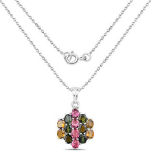 Load image into Gallery viewer, 4.34 Carat Genuine Pink Tourmaline, Green Tourmaline & Brown Tourmaline .925 Sterling Silver Pendant