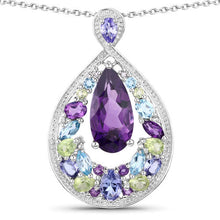 Load image into Gallery viewer, 6.40 Carat Genuine Multi Stones .925 Sterling Silver Pendant