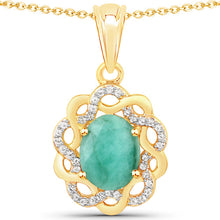 Load image into Gallery viewer, 2.78 Carat Genuine Emerald and White Topaz .925 Sterling Silver Pendant