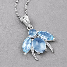 Load image into Gallery viewer, 9.06 Carat Genuine Blue Topaz and White Topaz .925 Sterling Silver Pendant
