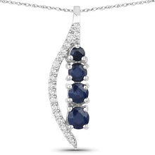 Load image into Gallery viewer, 0.40 Carat Genuine Blue Sapphire and White Diamond 14K White Gold Pendant