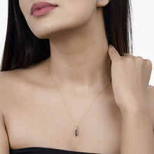 将图片加载到图库查看器,0.40 Carat Genuine Blue Sapphire and White Diamond 14K Yellow Gold Pendant