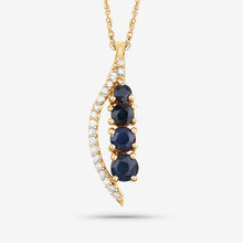 将图片加载到图库查看器,0.40 Carat Genuine Blue Sapphire and White Diamond 14K Yellow Gold Pendant