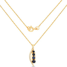 将图片加载到图库查看器,0.40 Carat Genuine Blue Sapphire and White Diamond 14K Yellow Gold Pendant