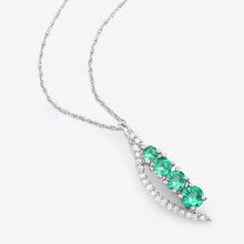 Load image into Gallery viewer, 0.34 Carat Genuine Zambian Emerald and White Diamond 14K White Gold Pendant