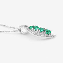Load image into Gallery viewer, 0.34 Carat Genuine Zambian Emerald and White Diamond 14K White Gold Pendant