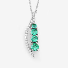 Load image into Gallery viewer, 0.34 Carat Genuine Zambian Emerald and White Diamond 14K White Gold Pendant