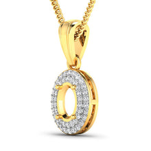 将图片加载到图库查看器,0.17 Carat Genuine White Diamond 14K Yellow Gold Semi Mount Pendant - holds 7x5mm Oval Gemstone