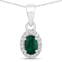 Load image into Gallery viewer, 0.81 Carat Genuine Zambian Emerald and White Diamond 14K White Gold Pendant