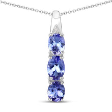 Load image into Gallery viewer, 1.11 Carat Genuine Tanzanite and White Diamond .925 Sterling Silver Pendant