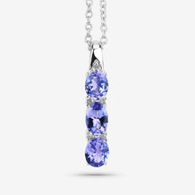 Load image into Gallery viewer, 1.11 Carat Genuine Tanzanite and White Diamond .925 Sterling Silver Pendant
