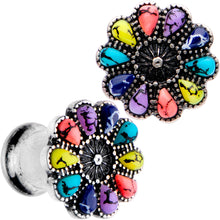 Load image into Gallery viewer, Southwestern Pinwheel Flower Double Flare Plug Set Set 2G to 22mm