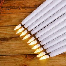 Load image into Gallery viewer, Pack of 12 Yellow Flickering Remote LED Candles Plastic Flameless Remote Taper Candles Flameless Ivory Taper Candles Flickering Battery Operated Led Warm 3D Wick Light Window Candles Real Led For Dinner Party Decoration