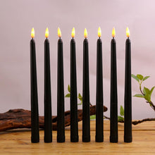 Load image into Gallery viewer, Pack of 6 Black LED Birthday Candles Flameless Taper Candles LED Taper Candles Led Candle Lights Flickering Candles For Halloween Christmas Yellow/Warm White Plastic Flameless Flickering Battery Operated LED Halloween Candles