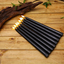 Load image into Gallery viewer, Pack of 6 Black LED Birthday Candles Flameless Taper Candles LED Taper Candles Led Candle Lights Flickering Candles For Halloween Christmas Yellow/Warm White Plastic Flameless Flickering Battery Operated LED Halloween Candles
