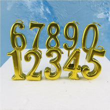 Load image into Gallery viewer, Party Decoration Golden Candles Number Home Cake Birthday Wedding Supplies Birthday Number Candles Cake Numeral Candles Number 0-9 Cake Topper Decoration for Birthday Wedding Reunion Theme Party