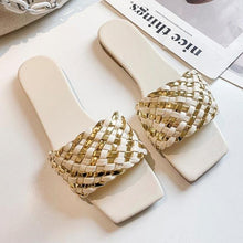 Load image into Gallery viewer, Party Luxury Ladies Slippers Charm Design Open-Toe Beach Flat Sandals Casual Flip Flops Women Shoes Flat Sandals Slip On Slide Sandals Leather Strap Flat Sandals