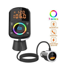 Load image into Gallery viewer, PD18W and QC3.0 Bluetooth 5.0 Car Radio Adapter Dual Fast Charging Port Wireless FM Audio Hands Free Car Kit Receiver