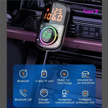 Load image into Gallery viewer, PD18W and QC3.0 Bluetooth 5.0 Car Radio Adapter Dual Fast Charging Port Wireless FM Audio Hands Free Car Kit Receiver