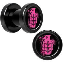 将图片加载到图库查看器,Pink Grenade Black Anodized Screw Fit Plug Set 2G