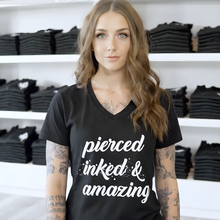 Load image into Gallery viewer, Pierced Inked & Amazing Black Tapered V-Neck Tee Shirt