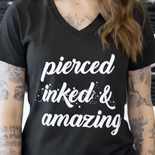 Load image into Gallery viewer, Pierced Inked & Amazing Black Tapered V-Neck Tee Shirt