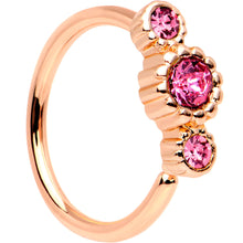 Load image into Gallery viewer, 20G Pink CZ Gem Rose Gold IP Triplet Seamless Circular Ring