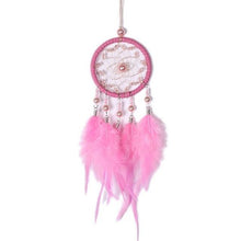 Load image into Gallery viewer, Pink Handmade Dream Catcher Wind Chimes Indian Style Feather Pendant Dream Catcher Car Hanging Decoration Wind Chime Wall Hanging Home Decor