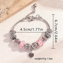 Load image into Gallery viewer, Pink Heart-Shaped Pendant Bracelet