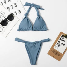 将图片加载到图库查看器,Pink Woman Summer Swimsuit Mini Lace Up Adjustable Bikinis Set Beachwear Top Swimwear Women Swimming Wear Colorful Beach Bathing Suit