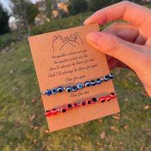 Load image into Gallery viewer, Pinky Promise Blue Bracelet Sets Colorful Crystal Bead Rope Chain Lucky Couple Bracelets Colorful Eye Bracelets Handmade Braided Rope Bracelets For Women Friendship Charm Jewelry