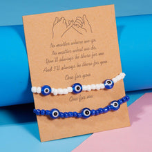 Load image into Gallery viewer, Pinky Promise Blue Bracelet Sets Colorful Crystal Bead Rope Chain Lucky Couple Bracelets Colorful Eye Bracelets Handmade Braided Rope Bracelets For Women Friendship Charm Jewelry