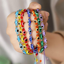 Load image into Gallery viewer, Pinky Promise Blue Bracelet Sets Colorful Crystal Bead Rope Chain Lucky Couple Bracelets Colorful Eye Bracelets Handmade Braided Rope Bracelets For Women Friendship Charm Jewelry
