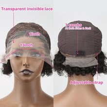 将图片加载到图库查看器,Pixie Cut Wig Short Curly Human Hair Wigs Human Hair Wig 13X1 Transparent Lace Wig For Women Human Hair Pre Plucked Baby Hair Wigs For Black Women