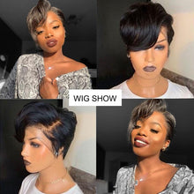 Load image into Gallery viewer, Pixie Cut Wig Short Lace Front Human Hair Wigs For Black Women Brazilian T part Straight Bob Wigs Lace Front Wig Remy Hair Side Part Wigs For Black Women Gifts for Girlfriends
