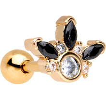 Load image into Gallery viewer, 1/4 Clear Black CZ Gem Gold Tone Anodized Cartilage Tragus Earring