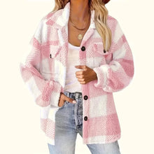 Load image into Gallery viewer, Plaid Pattern Button Front Jacket, Elegant Long Sleeve Warm Outerwear For Fall & Winter