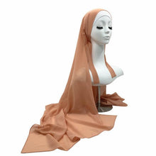 将图片加载到图库查看器,Plain Colorful Soft Lightweight Chiffon Elegant Hijab Scarf With Bandage Non-Slip Chiffon Echarpe Elegant Breathable Islam Long Hijabs Headband Fashion Turban Headwrap For Women