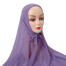 将图片加载到图库查看器,Plain Colorful Soft Lightweight Chiffon Elegant Hijab Scarf With Bandage Non-Slip Chiffon Echarpe Elegant Breathable Islam Long Hijabs Headband Fashion Turban Headwrap For Women