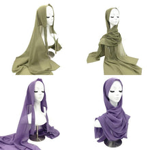 将图片加载到图库查看器,Plain Colorful Soft Lightweight Chiffon Elegant Hijab Scarf With Bandage Non-Slip Chiffon Echarpe Elegant Breathable Islam Long Hijabs Headband Fashion Turban Headwrap For Women