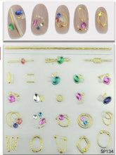 Load image into Gallery viewer, Plant Laser Abstract Lady Face Nail Decals Sliders Paper Art Decor Gel Polish Sticker Manicure Foils 3D Rhinestone Sticker Fun Nail Art Stickers Decal 3D Self-Adhesive Abstract Face Curve Graffiti Nail Design for Acrylic Nail Supplies