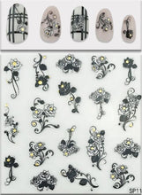 Load image into Gallery viewer, Plant Laser Abstract Lady Face Nail Decals Sliders Paper Art Decor Gel Polish Sticker Manicure Foils 3D Rhinestone Sticker Fun Nail Art Stickers Decal 3D Self-Adhesive Abstract Face Curve Graffiti Nail Design for Acrylic Nail Supplies