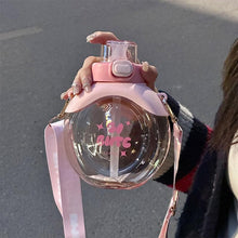 Load image into Gallery viewer, Plastic Water Bottle Portable Outdoor Bounce Cap Plastic Cup Cute Creative Student Water Bottle Fashionable Sports Water Bottle Water Bottle With Straw Leakproof BPA-Free Water Bottle For Children School Kids
