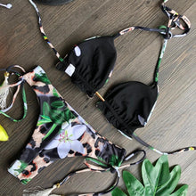将图片加载到图库查看器,Popular Women's Beachwear Bikini Set Swimwear Push-Up Padded Swimsuit Floral Bikini Set Low Rise Ruffled Two Pieces Swimsuit Push Up Bathing Suit Swimwear