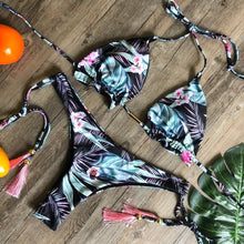 将图片加载到图库查看器,Popular Women's Beachwear Bikini Set Swimwear Push-Up Padded Swimsuit Floral Bikini Set Low Rise Ruffled Two Pieces Swimsuit Push Up Bathing Suit Swimwear