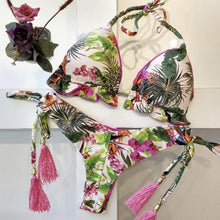 将图片加载到图库查看器,Popular Women's Beachwear Bikini Set Swimwear Push-Up Padded Swimsuit Floral Bikini Set Low Rise Ruffled Two Pieces Swimsuit Push Up Bathing Suit Swimwear